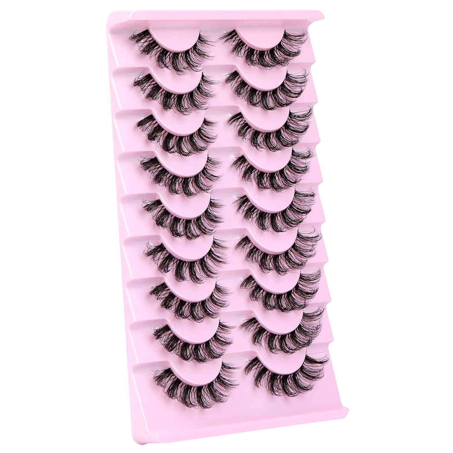 ALPHONSE Russian Lashes Clear Band False Eyelashes Natural Look D-Curly Fake Lashes Russian Strip Faux Mink Eyelashes 9 Pairs Pack - Image 6