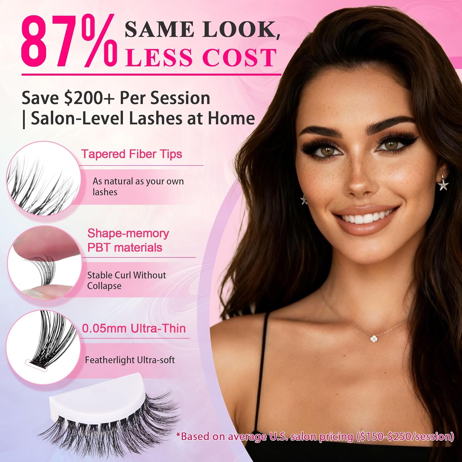 Waltz Lash Clusters Kit - Lash Clusters Lash Extension Kit with Bond and Seal Eyelash Cluster 30D40D50D60D-0.07 D Curl lashes Eyelash Extension Kit DIY at Home - Image 3