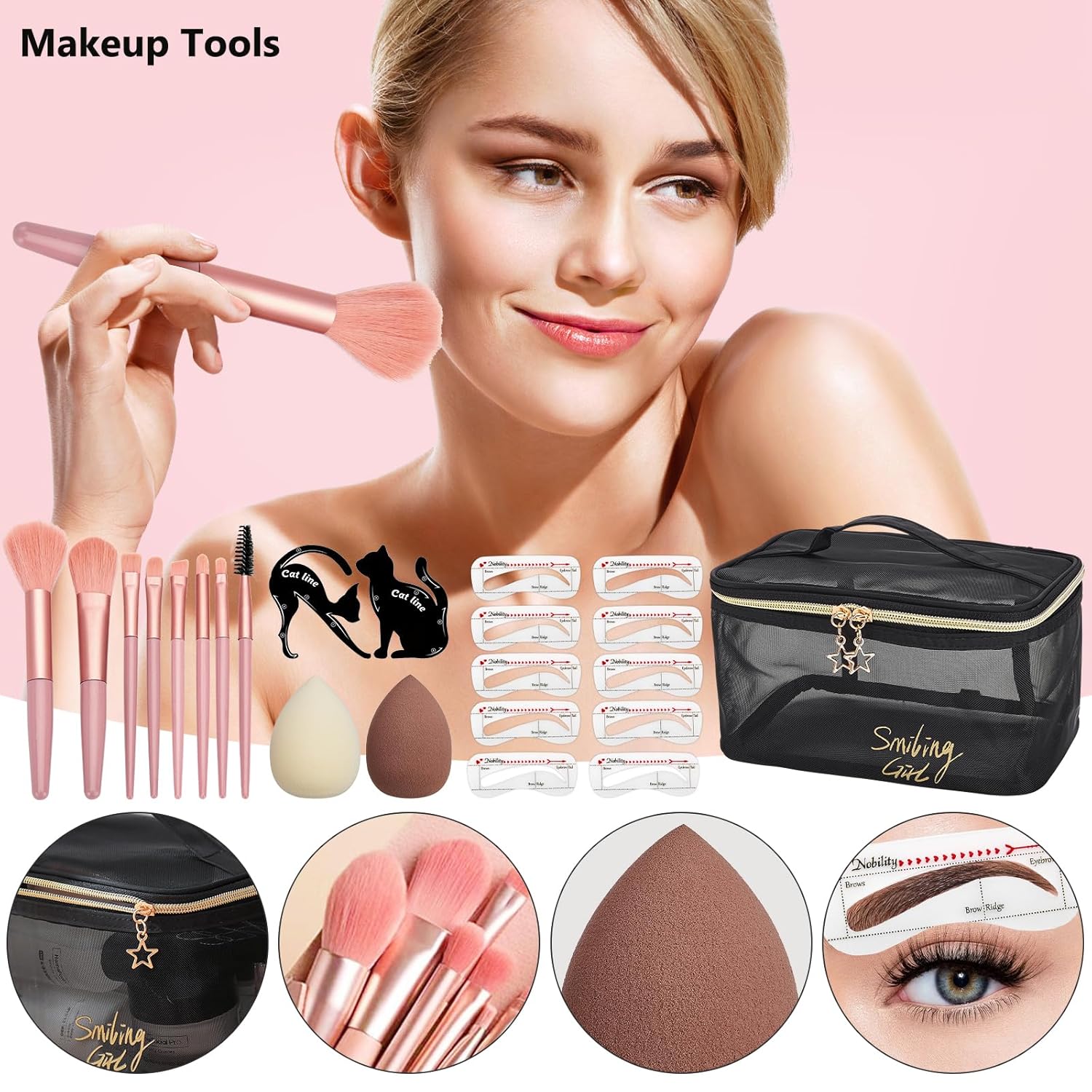 All in One Makeup Kit for Women Full Kit, Make Up Gift Set for Women, Makeup Essential Bundle Includes Foundation Face Primer Eyeshadow Contour Palette Lipstick Eyeliner Mascara Cosmetic Brush Set - Image 6