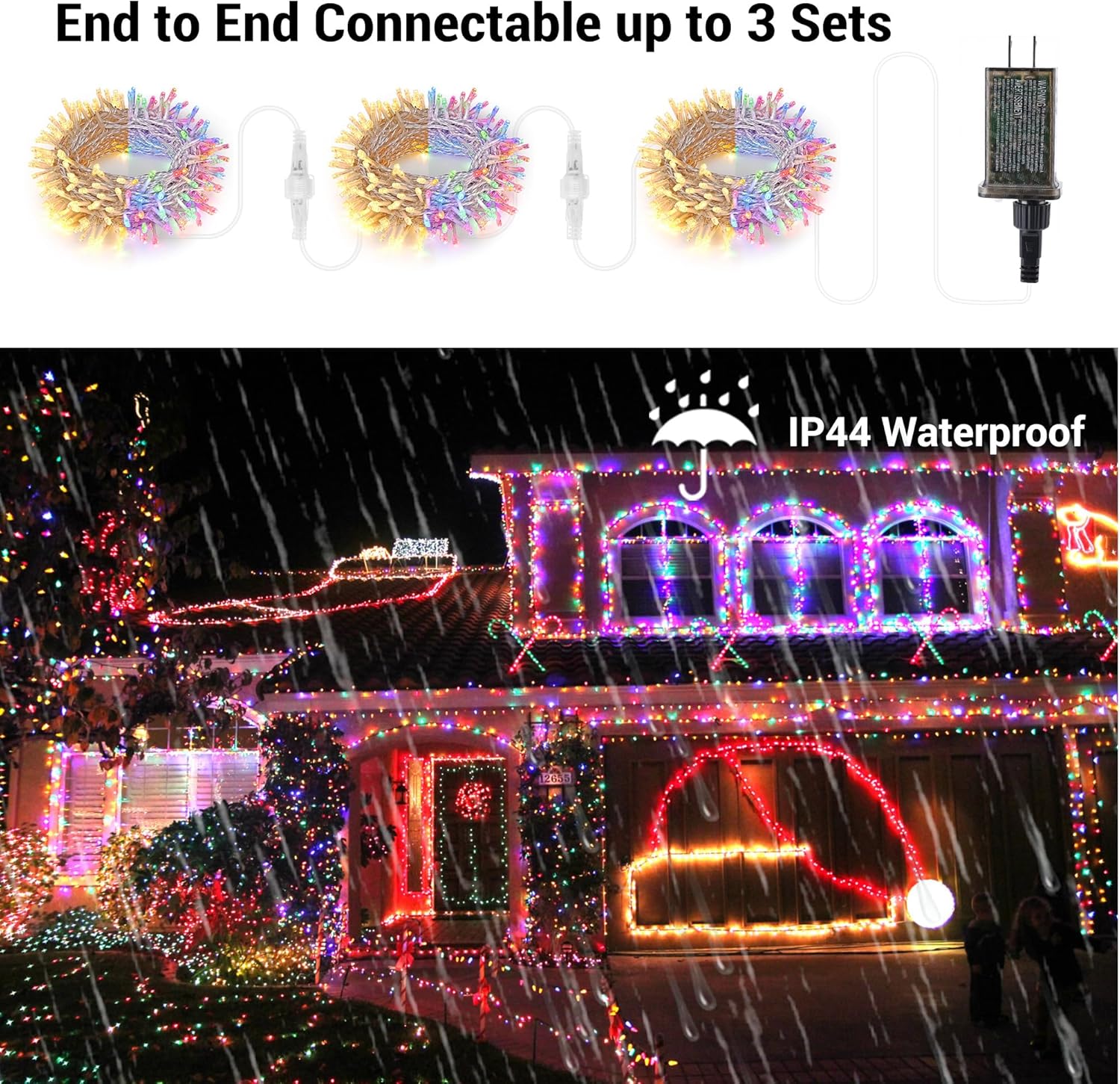 Brizled Christmas Lights, 65.67ft 200 LED Tree Lights Color Changing, 11-Function Warm White & Multicolor Christmas Light String, Connectable 29V Adapter Fairy Lighting with Remote for Xmas Tree Party - Image 5