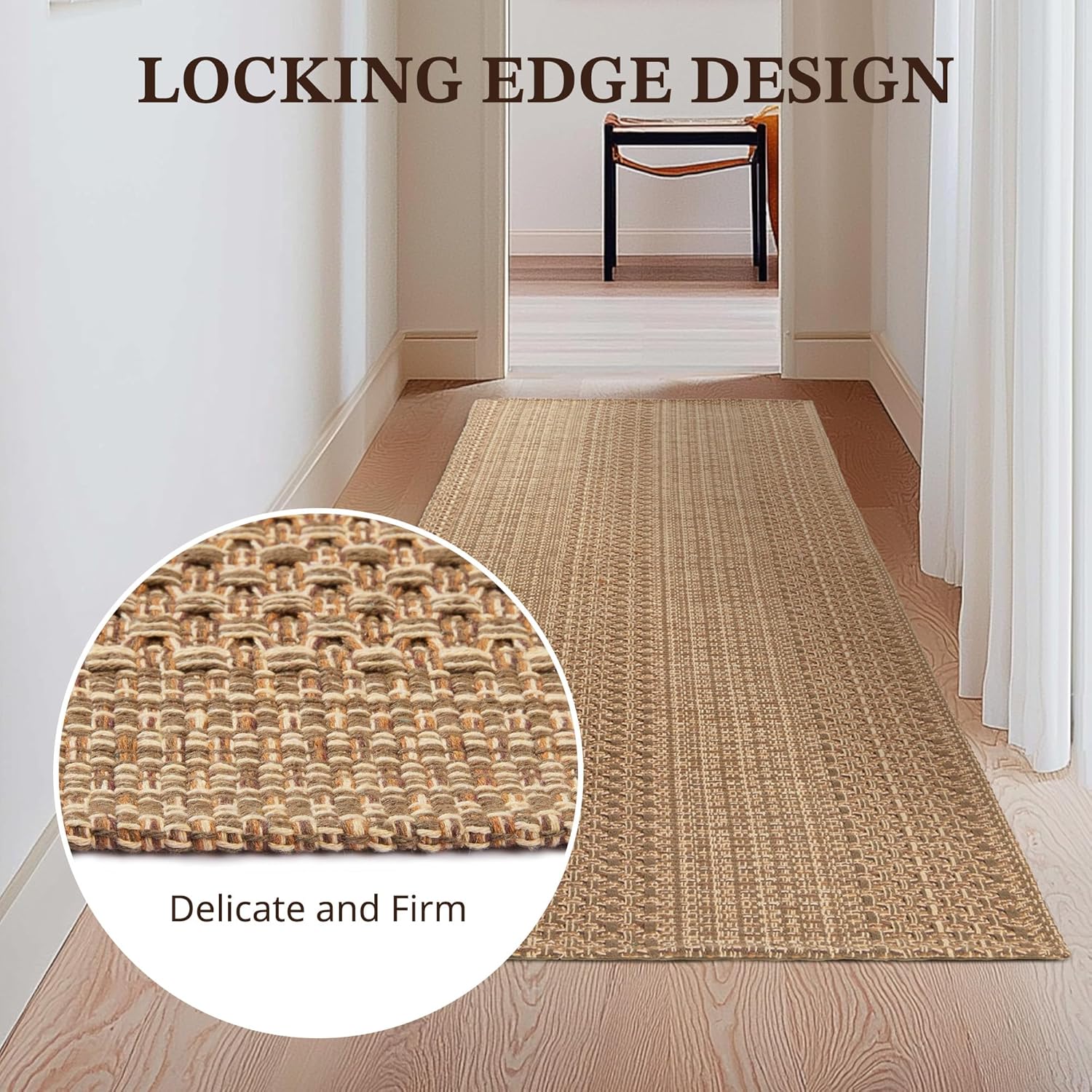 3x5 ft Area Rug - Machine Washable Non-Slip Boho Rug for Living Room, Woven Rug for Bedroom, Dining Room, Home Office - Soft, Lightweight, Stain-Resistant, Soundproof - Light Taupe Brown - Image 4