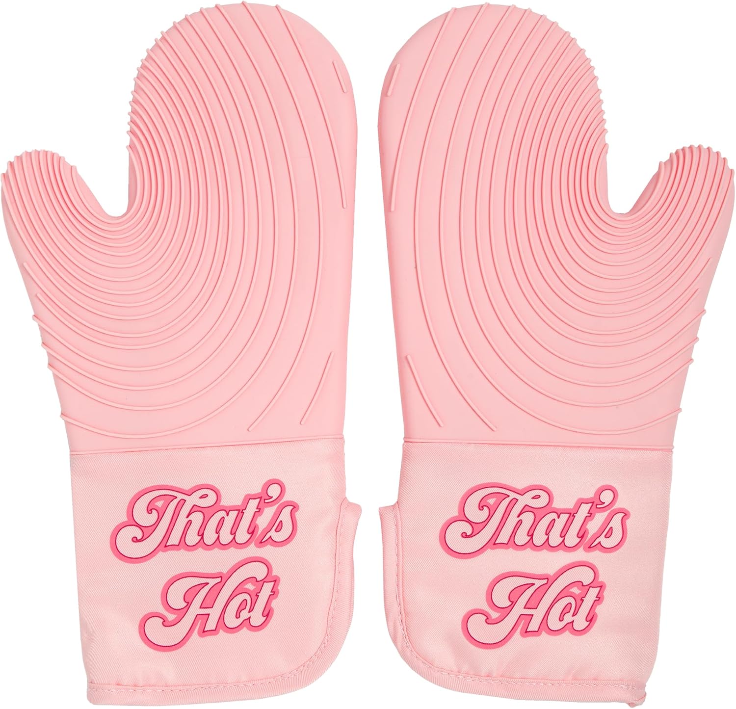 Paris Hilton Oven Mitt Set with Iconic That's HOT Design, Heat Resistant Pot Holders Featuring Non-Slip Textured Silicone Grips, 2-Piece Set, Pink