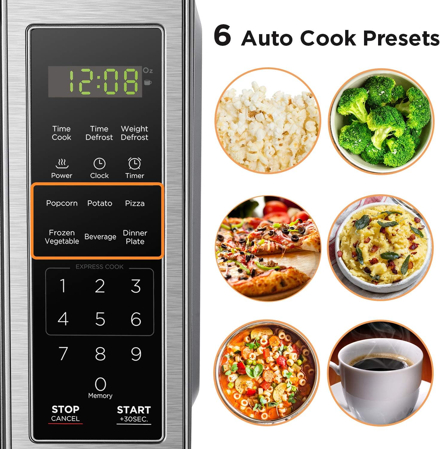 BLACK+DECKER EM720CB7 Digital Microwave Oven, 700W, Stainless Steel, 0.7 Cu.ft & CM1160B 12-Cup Programmable Coffee Maker, Black/Stainless Steel & 4-Slice Convection Oven, Stainless Steel - Image 3