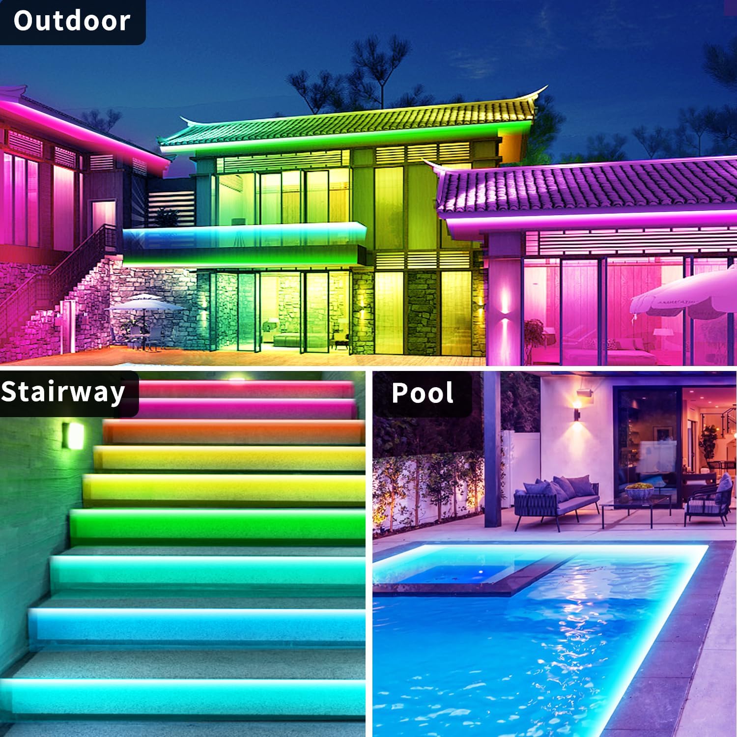 300 ft Outdoor LED Strip Lights Waterproof,IP68 Waterproof LED Light Strips with Remote,App Control Music Sync RGB Outdoor LED Rope Lights,LED Lights for Bedroom,Roof,Deck,(2 Rolls of 150ft) - Image 6