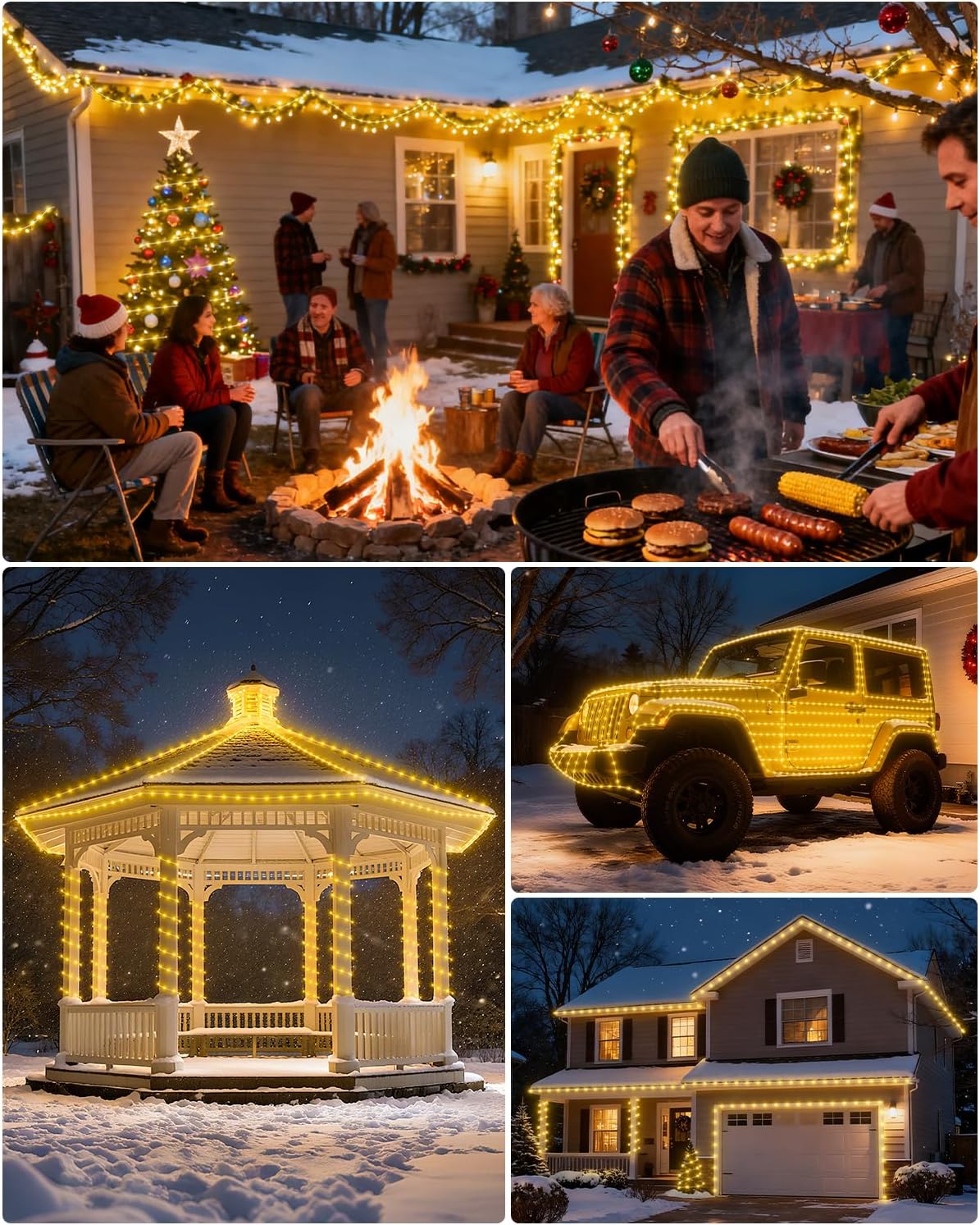 ICRGB Solar Rope Lights Outdoor, 66FT 200LED Christmas Fairy Light with Remote, IP67 Waterproof Solar String Lights, Timing & 8 Modes, Outdoor Light for Garden Patio Porch Pool, Warm White - Image 6