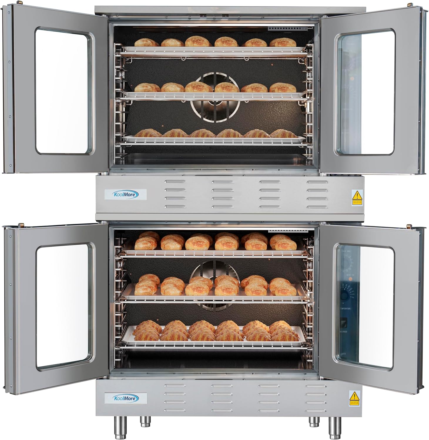 KoolMore 38 in. Full-Size Double Commercial Liquid Propane Convection Oven 108,000 BTU With Stacking And Casters in Stainless-Steel (KM-DCCO54-LPC) - Image 2