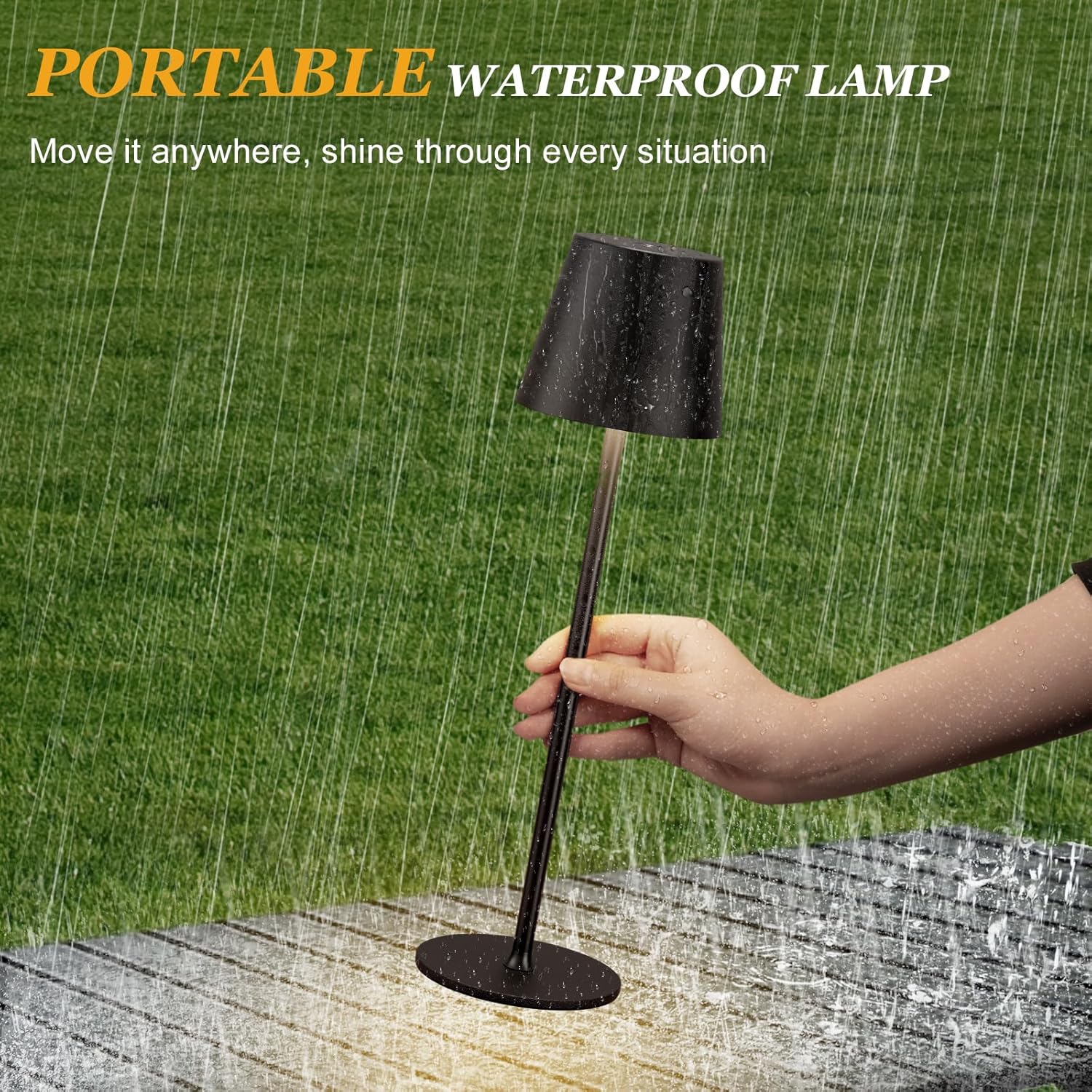 Cordless Table Lamp Rechargeable Black - KK 2 Pack 5000mAH Battery Operated Lamp for Counter, 3 Color Stepless Dimming Waterproof LED Wireless Lamp for Dining Kitchen, Outdoor Patio, Touch Control - Image 7