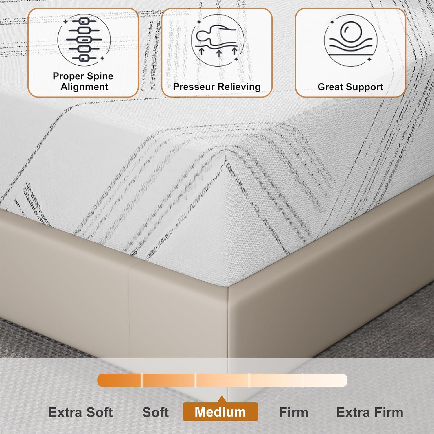 KOW Full Mattress Medium Firm, Full Size Mattresses 10 Inch in a Box, Gel Memory Foam Mattress for Cool Sleep and Pressure Relief, Mattresses with Removable Washable Cover, Made in USA,CertiPUR-US - Image 5