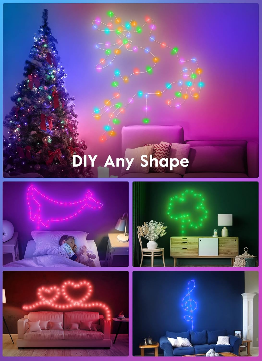 Minetom Fairy Lights Color Changing - 33FT 100 LED String Light with Remote, 16 Single Colors & 6 Holiday Colors,12 Modes, USB Fairy Lights for Bedroom, Halloween Light for Indoor Classroom Christmas - Image 8