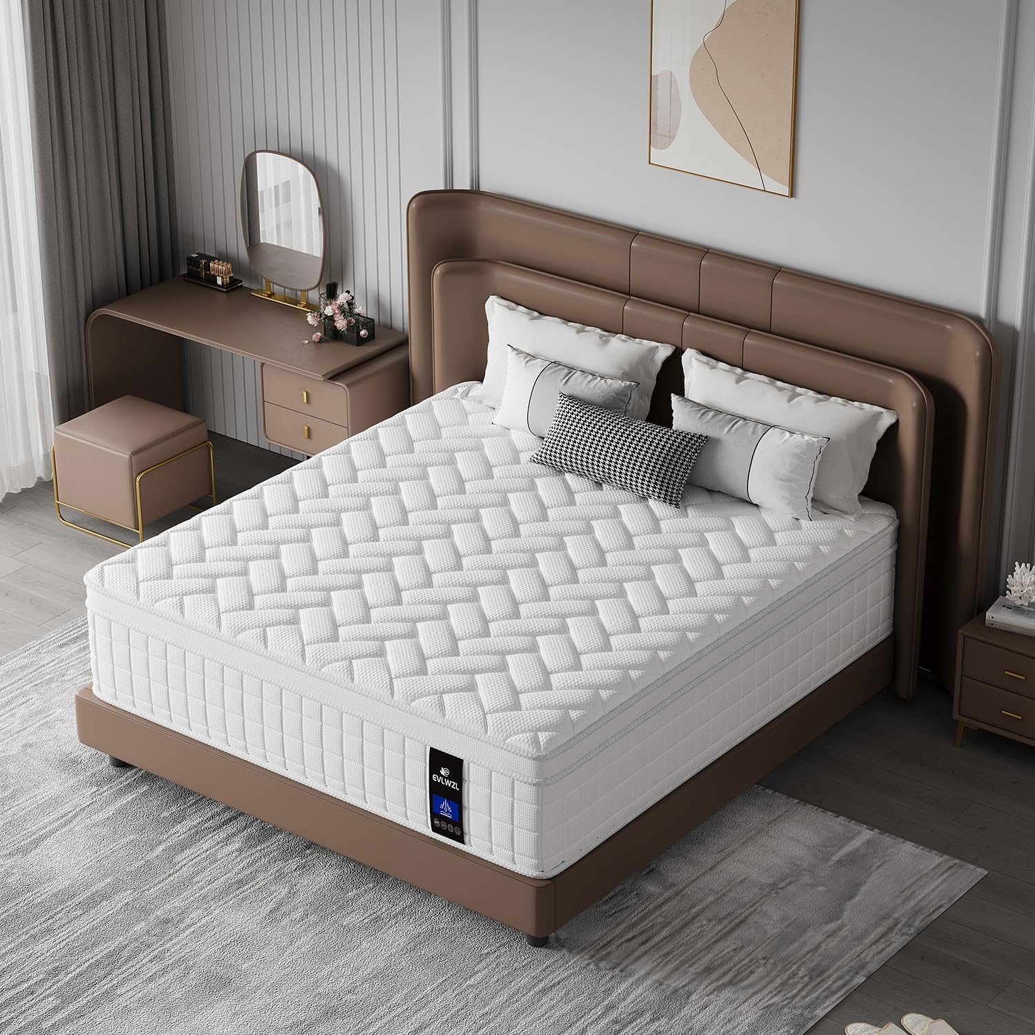 Queen Mattress, 10 Inch Queen Size Mattress in a Box with Memory Foam Hybrid, Individual Pocket Spring for Provide Support and Improve Sleep,Medium Firm(White) - Image 7