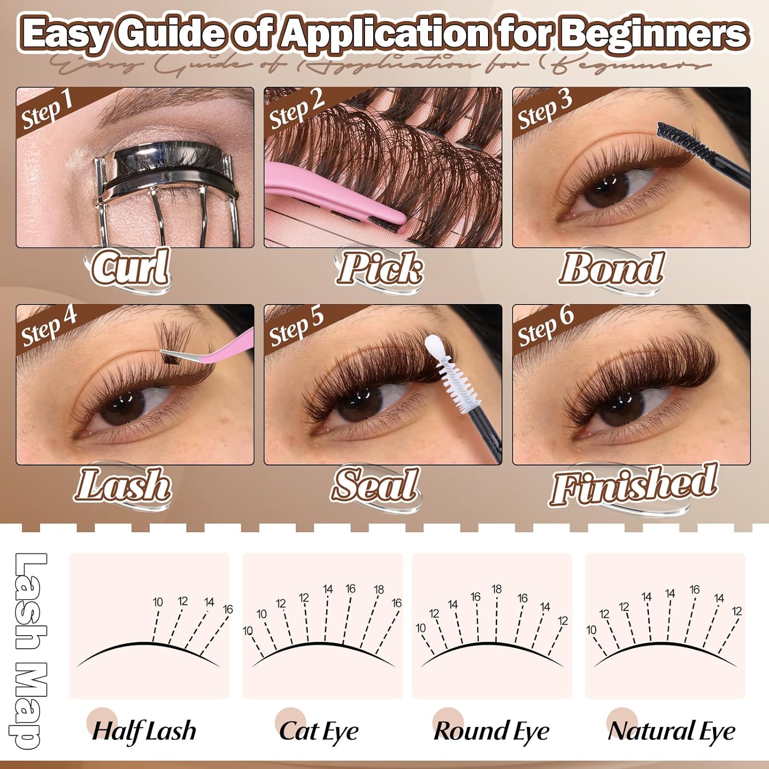 Yawamica Brown Lash Clusters Fluffier Eyelash Extension 10-16mm Individual Lashes D Curly Eyelash Clusters 40D+50D+70D Volume 300pcs Cluster Lashes Pestañas Pelo a Pelo DIY Lash Extension at Home - Image 7