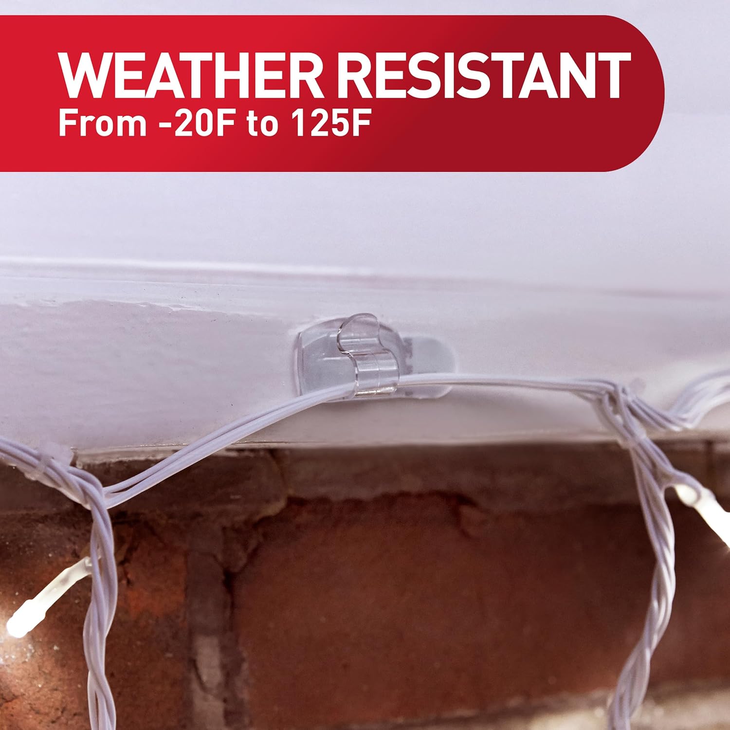 Command Outdoor Light Clips, 20 Clear Clips and 24 Command Strips, Damage-Free Hanging Christmas Decorations with Weather Resistant Strips, Wall Clips for Hanging Outdoor Lights and Cable Management - Image 7