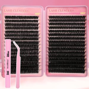 Gmagictobo Lash Extension Kit Lash Clusters Kit 640Pcs Volume Eyelash Clusters C Curl Lashes Clusters DIY Cluster Eyelash Extensions With Lash Bond and Seal Lash Tweezers