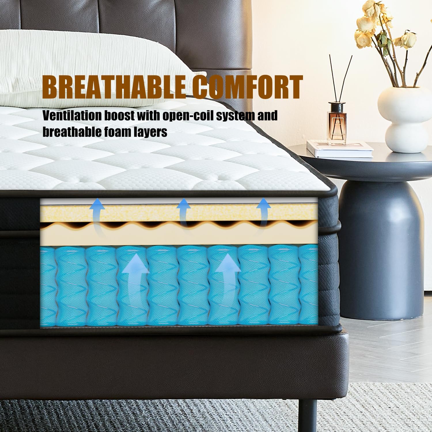 Twin Mattress 8 Inch Hybrid Mattress in a Box Memory Foam & Individual Pocket Spring Motion Isolation Edge Support Pressure Relief Medium Firmness Certified Foams & Fabric Fiberglass Free - Image 8