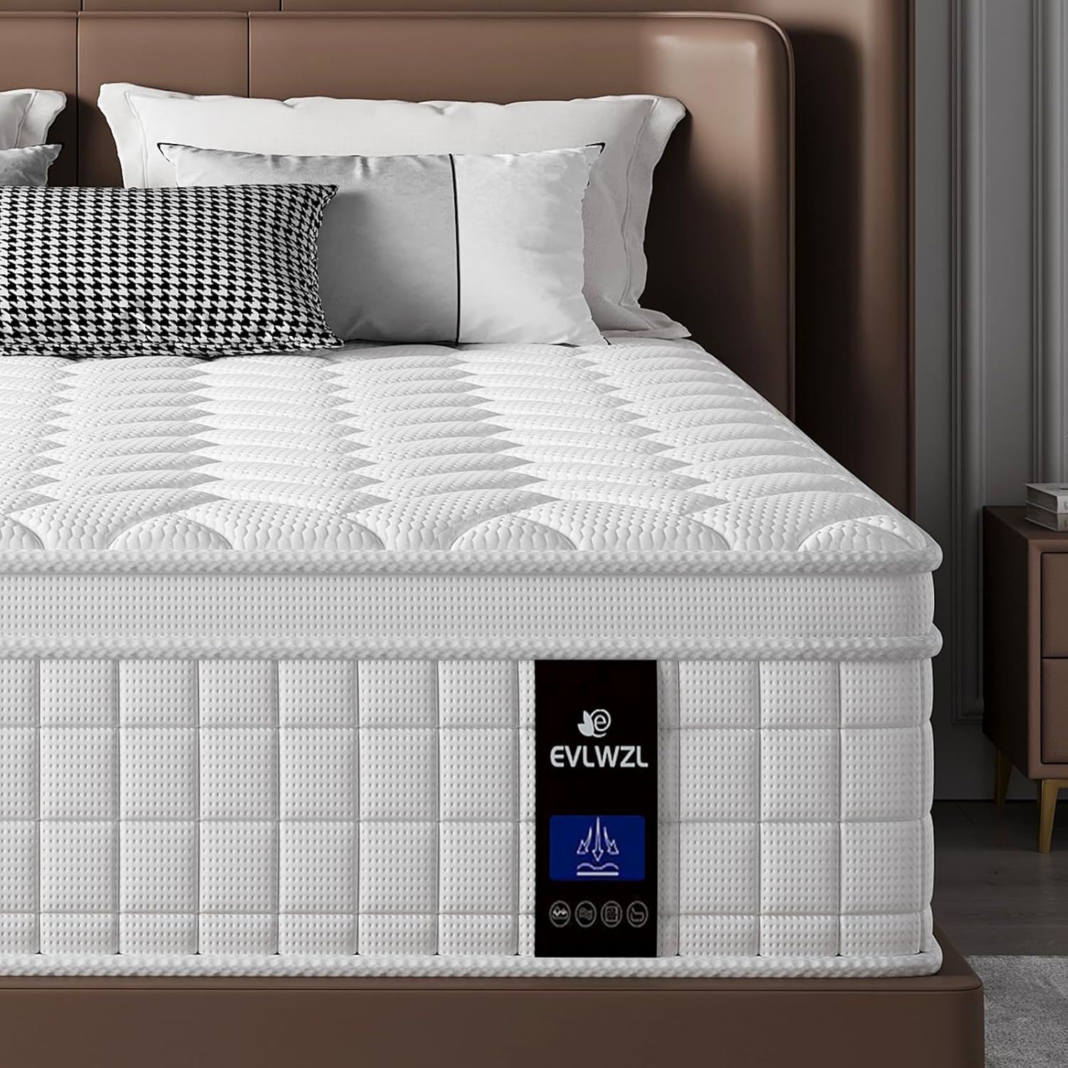 Queen Mattress, 10 Inch Queen Size Mattress in a Box with Memory Foam Hybrid, Individual Pocket Spring for Provide Support and Improve Sleep,Medium Firm(White)