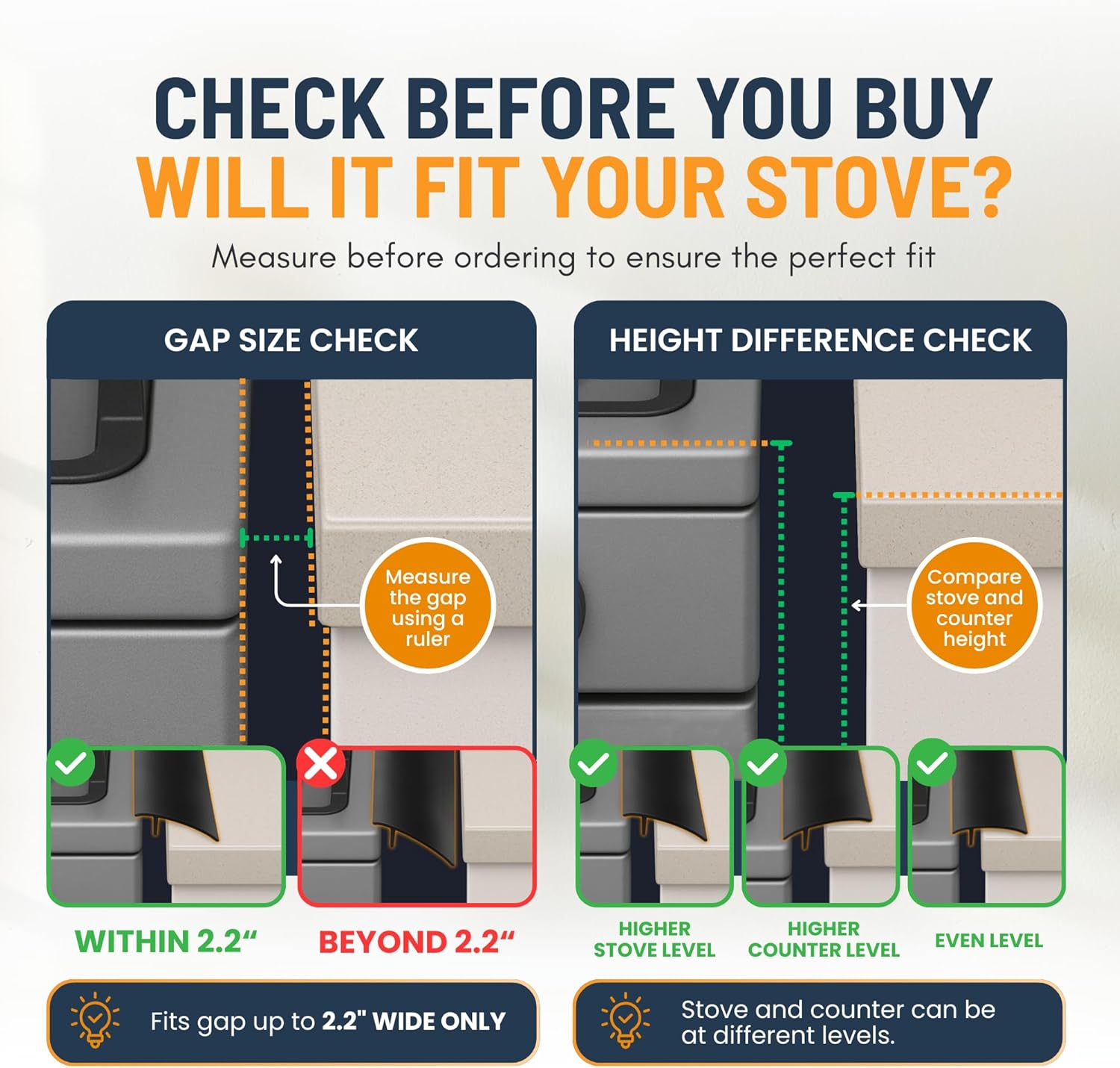 Linda’s Essentials Silicone Stove Gap Covers (2 Pack), Heat Resistant Oven Gap Filler Seals Gaps Between Stovetop and Counter, Easy to Clean Stove Gap Guard (25 Inches, Black) - Image 6