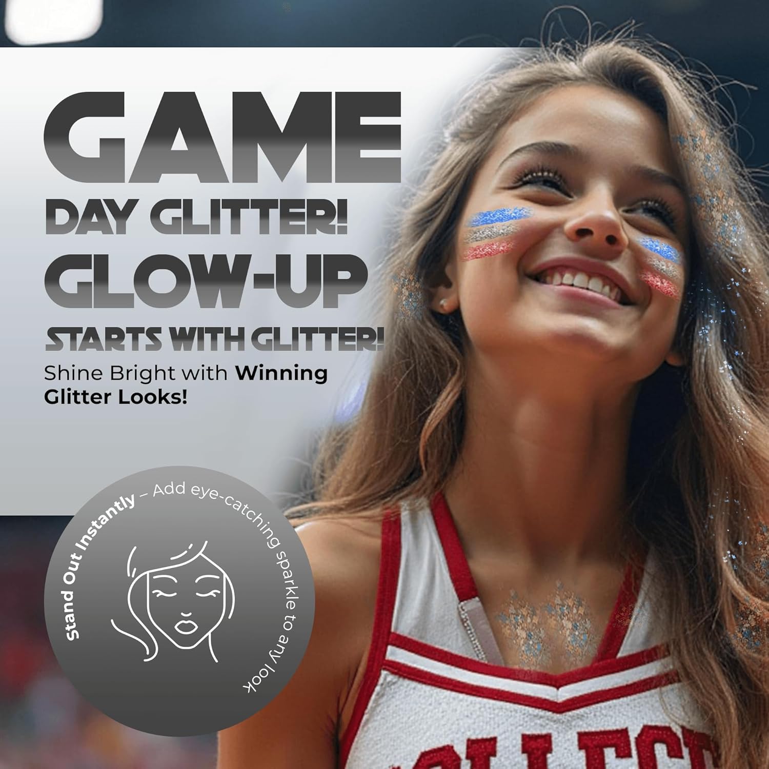 Face, Body & Hair Glitter Gel – Halloween Glitter for Kids and Women – 3 Oz Cosmetic-Grade Gel w/Moon & Stars for Festivals & Halloween Party, Easy Apply & Wash Off - Silver 1Pack - Image 5