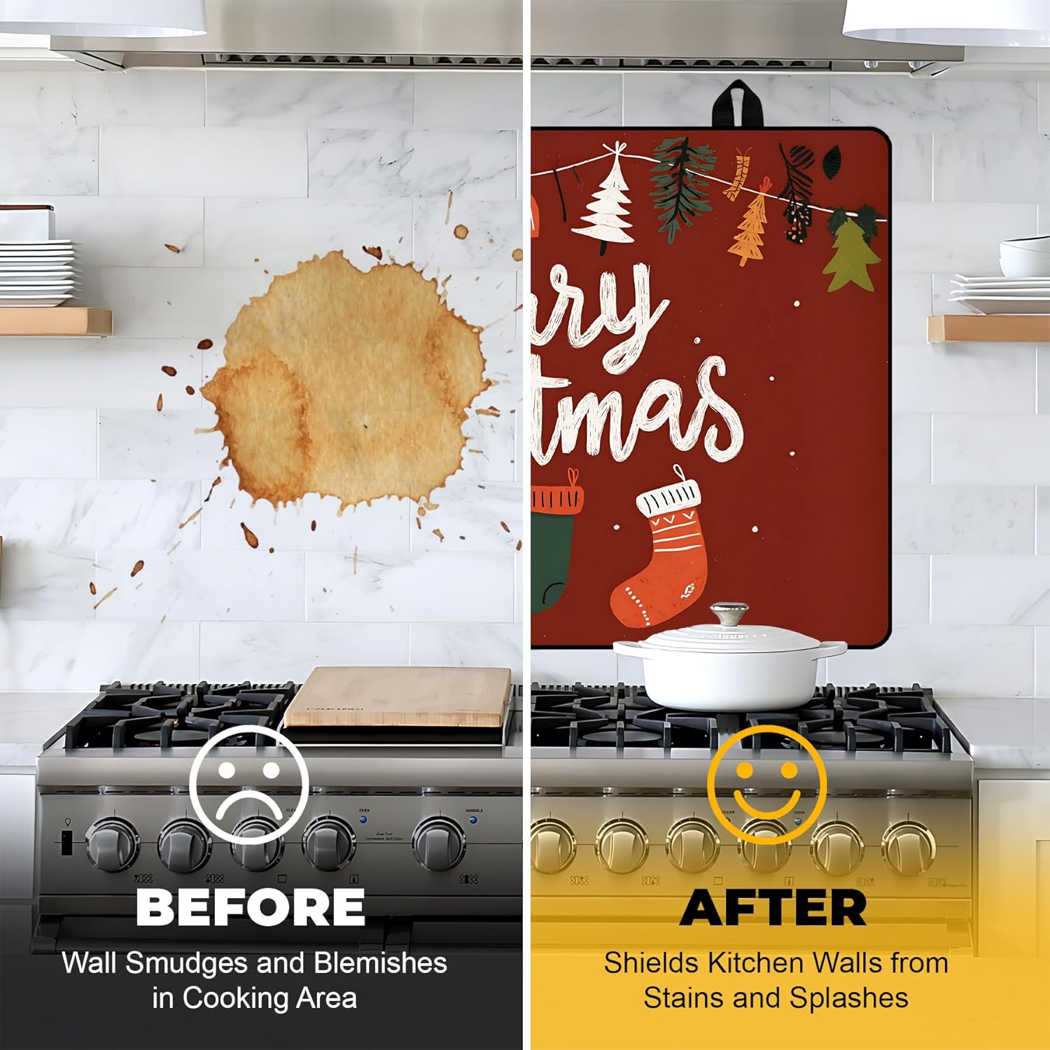 NYZE Stove Cover for Electric and Glass Stove Tops 3-in-1 Stove Mat, Heat Resistant Counter Protector Mat, Non-Slip Surface & Drying Rack (Merry Christmas, 28.5"Lx20.5"W) - Image 5