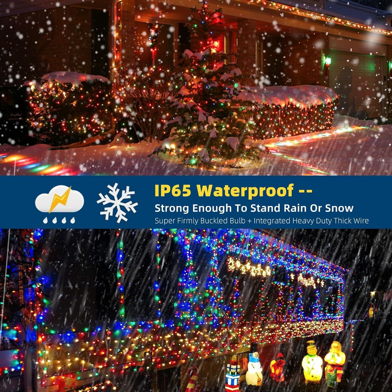 105FT 300LEDs Christmas Lights Outdoor Indoor String Lights 8 Modes Memory Function for Christmas Tree Party Decoration, 100% UL Listed (4 Sets CONNECTABLE) Multi-Color - Image 8