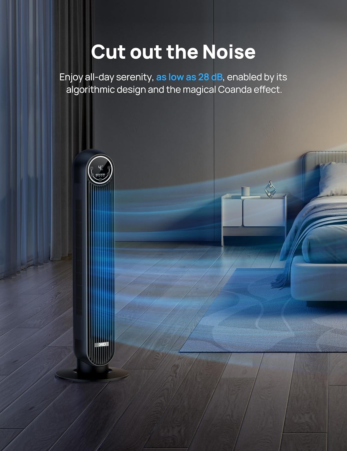 Nostalgia Retro Compact Countertop Microwave Oven - 0.7 Cu. Ft. - 700-Watts & Dreo Tower Fan for Bedroom, 24ft/s Velocity Quiet Floor Fan, 90° Oscillating Fans for Indoors - Image 7