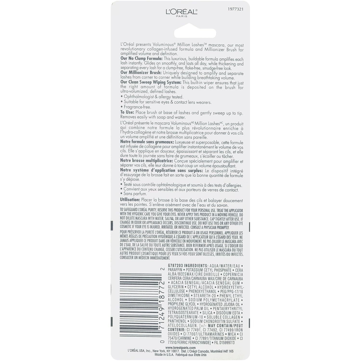 L’Oreal Paris Makeup Voluminous Million Lashes Mascara, Volumizing Collagen Infused Eye Makeup, Amplifying Mascara Brush, Washable, Black, 0.32 Fl Oz., 1 Count - Image 6