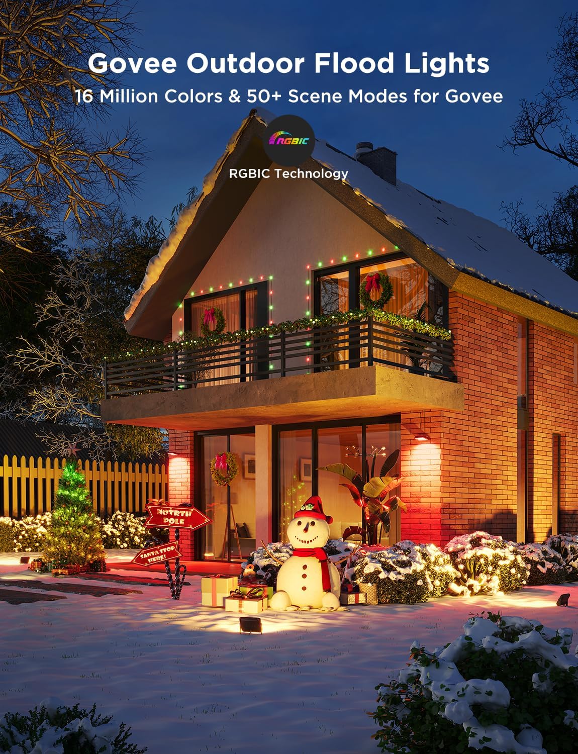 Govee Outdoor Flood Lights 2, RGBIC Warm Cold White LED Lights for Outdoor Decorations, 50 Scene Modes, Landscape Lighting, Upgrated IP66 with App Control, Wired 6 Pack - Image 2