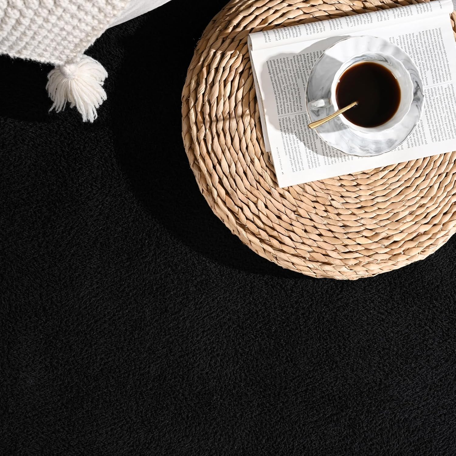 Large Ultra Soft Modern Area Rugs for Living Room Bedroom, 4x6 Feet Black Thickened Memory Foam Indoor Solid Minimalist Carpets, Non-Slip Comfy Rug for Boys Girls Nursery Room Home Decor - Image 5