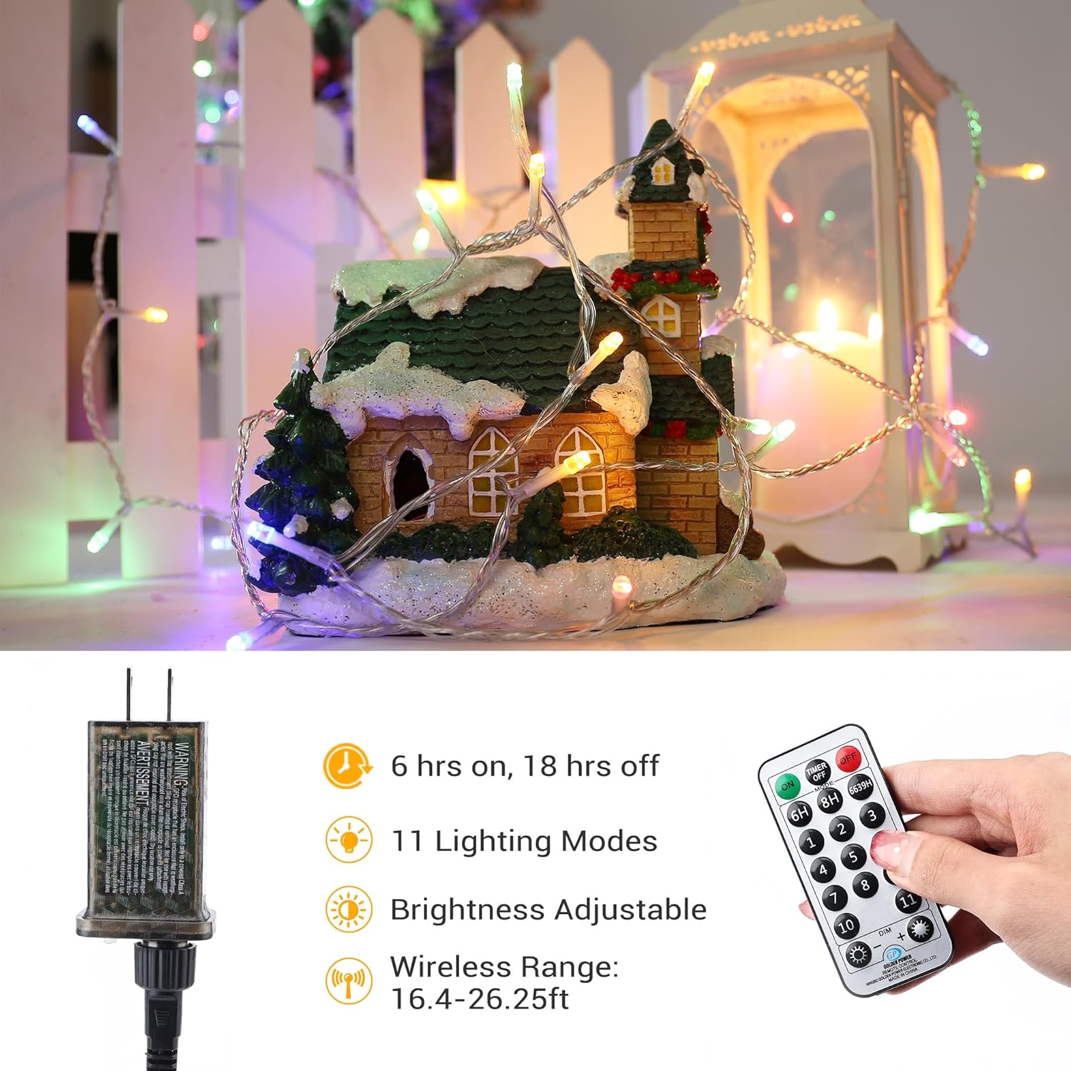 Brizled Christmas Lights, 65.67ft 200 LED Tree Lights Color Changing, 11-Function Warm White & Multicolor Christmas Light String, Connectable 29V Adapter Fairy Lighting with Remote for Xmas Tree Party - Image 4