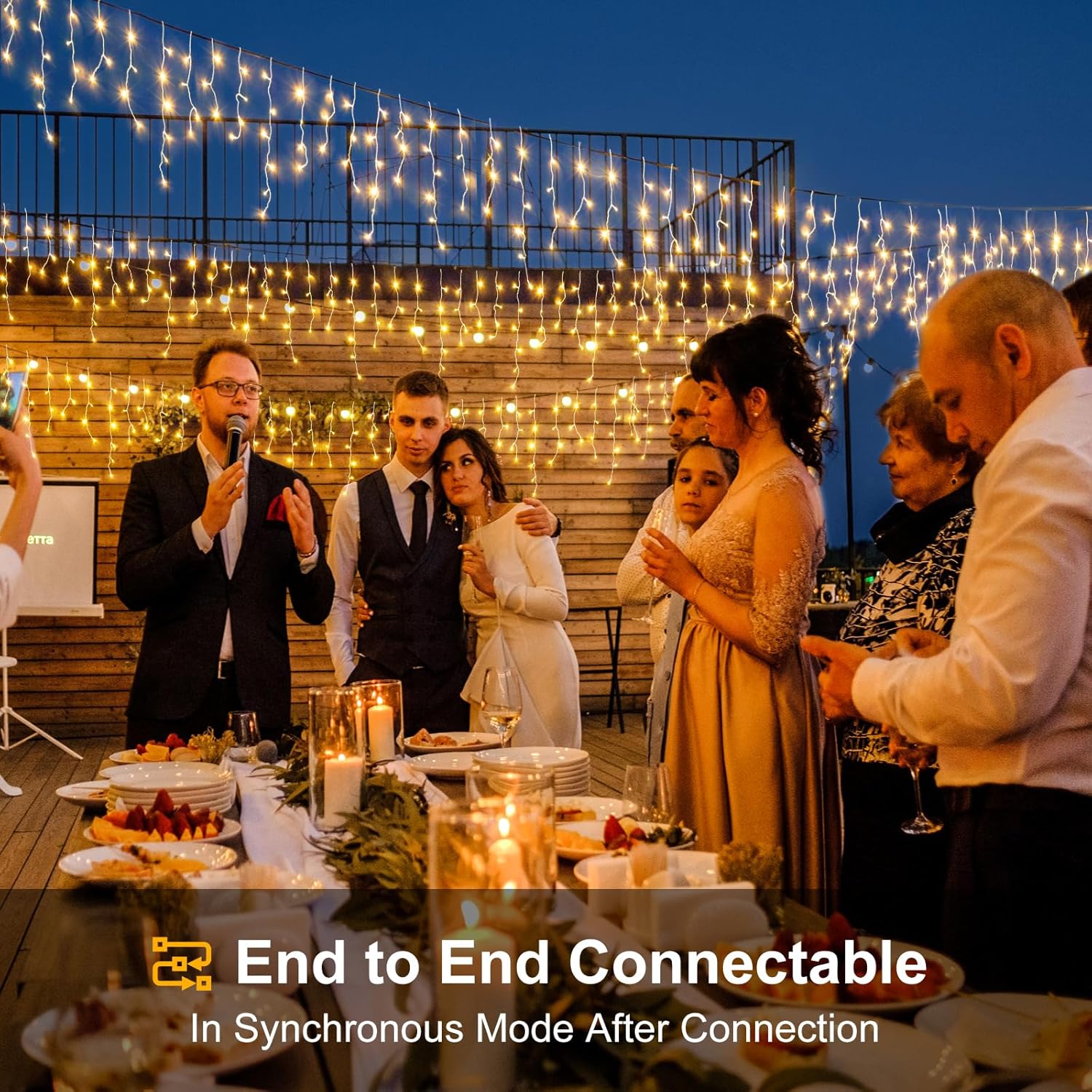 Icicle lights Outdoor - 33ft Christmas Lights with 400LED 75 Drops 8 Modes, Plug in Curtain String Lights Waterproof for Holiday Wedding Party Home Garden Bedroom Indoor Decoration, Warm White - Image 5