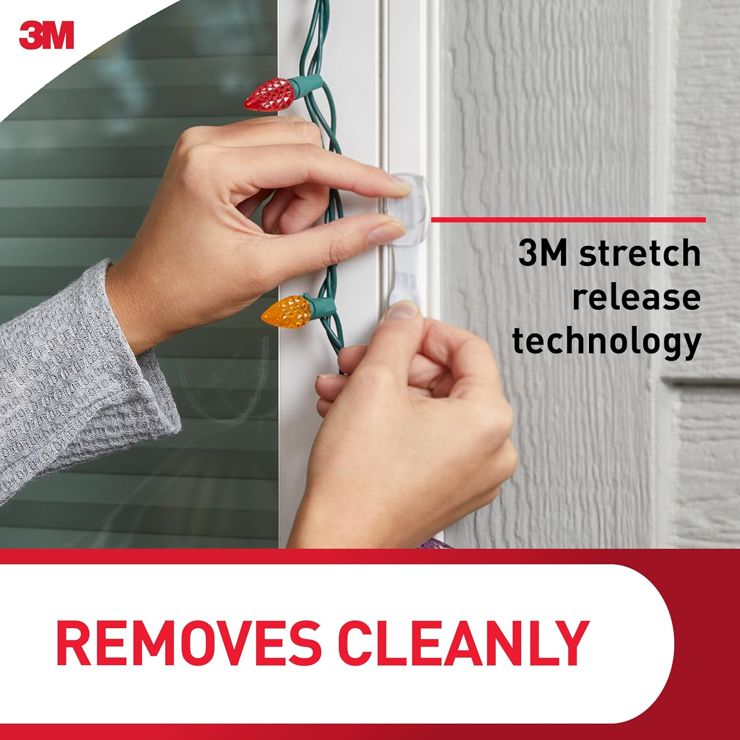 Command Outdoor Light Clips, 20 Clear Clips and 24 Command Strips, Damage-Free Hanging Christmas Decorations with Weather Resistant Strips, Wall Clips for Hanging Outdoor Lights and Cable Management - Image 10