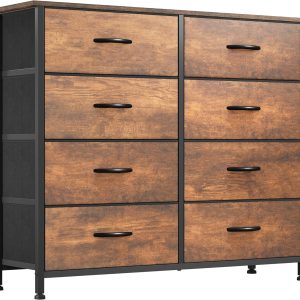 YITAHOME 8 Drawers Fabric Dresser, Furniture Storage Tower Cabinet, Organizer for Bedroom, Living Room, Hallway, Closet, Sturdy Steel Frame, Wooden Top, Easy-to-Pull Fabric Bins