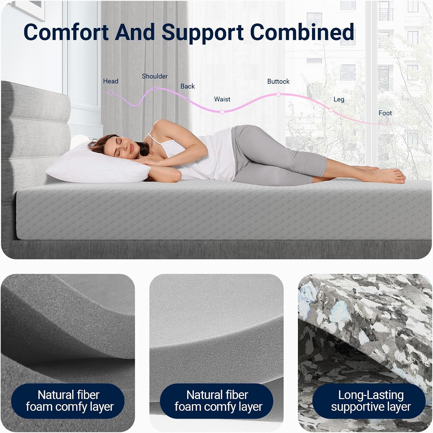 Avenco Queen Mattress, 6 Inch Memory Foam Queen Size Mattress in a Box for Comfort Sleep & Pressure Relief, CertiPUR-US Certified Medium Firm - Image 3