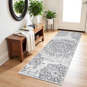 HEBE Hallway Runner Rug 2'x6' Washable Vintage Distressed Area Rugs Non Slip Laundry Rug Runner Boho Floor Carpet Runners for Hallways Entryway Laundry Room Kitchen Bathroom