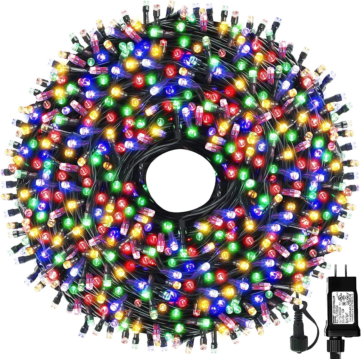 105FT 300LEDs Christmas Lights Outdoor Indoor String Lights 8 Modes Memory Function for Christmas Tree Party Decoration, 100% UL Listed (4 Sets CONNECTABLE) Multi-Color