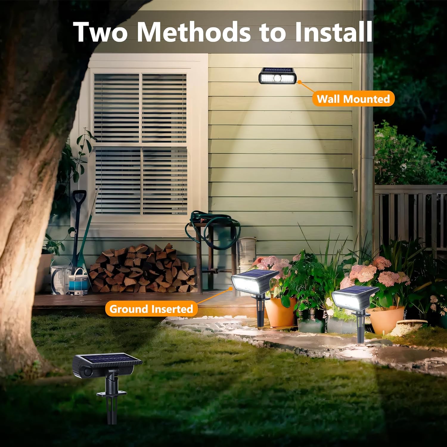 Toodour Solar Spot Light Outdoor, 4 Pack Solar Lights Outdoor with 2 Modes, Waterproof Solar Powered Flood Lights Landscape Lighting for Yard Garden Home Pathway Walkway Outdoor Decor - Cool White - Image 5