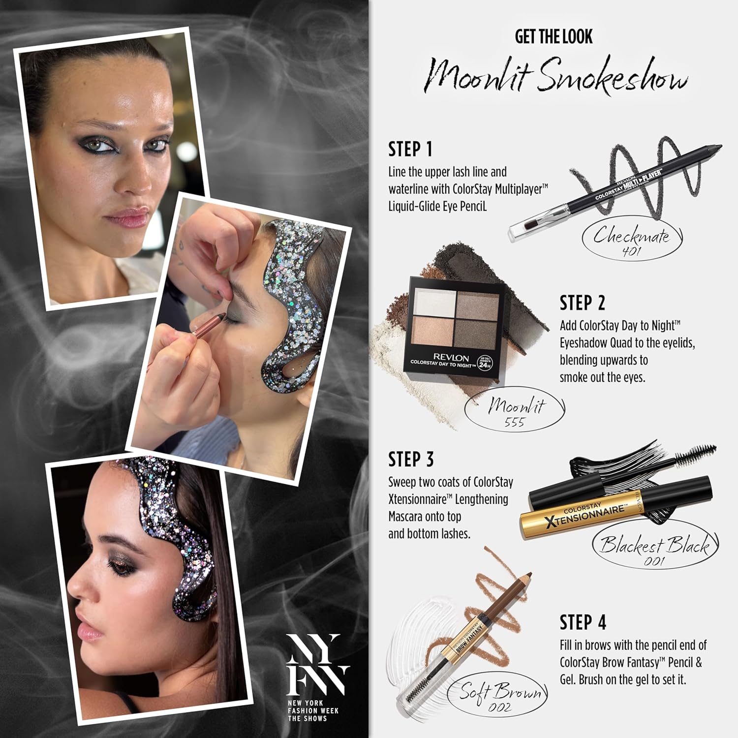 Revlon ColorStay Brow Fantasy, All In One Eyebrow Powder Pencil with Shaping Clear Gel, Gel Infused with Panthenol, Smudge-proof, 16HR Visibly Full Brows, 004 Dark Brown - Image 2