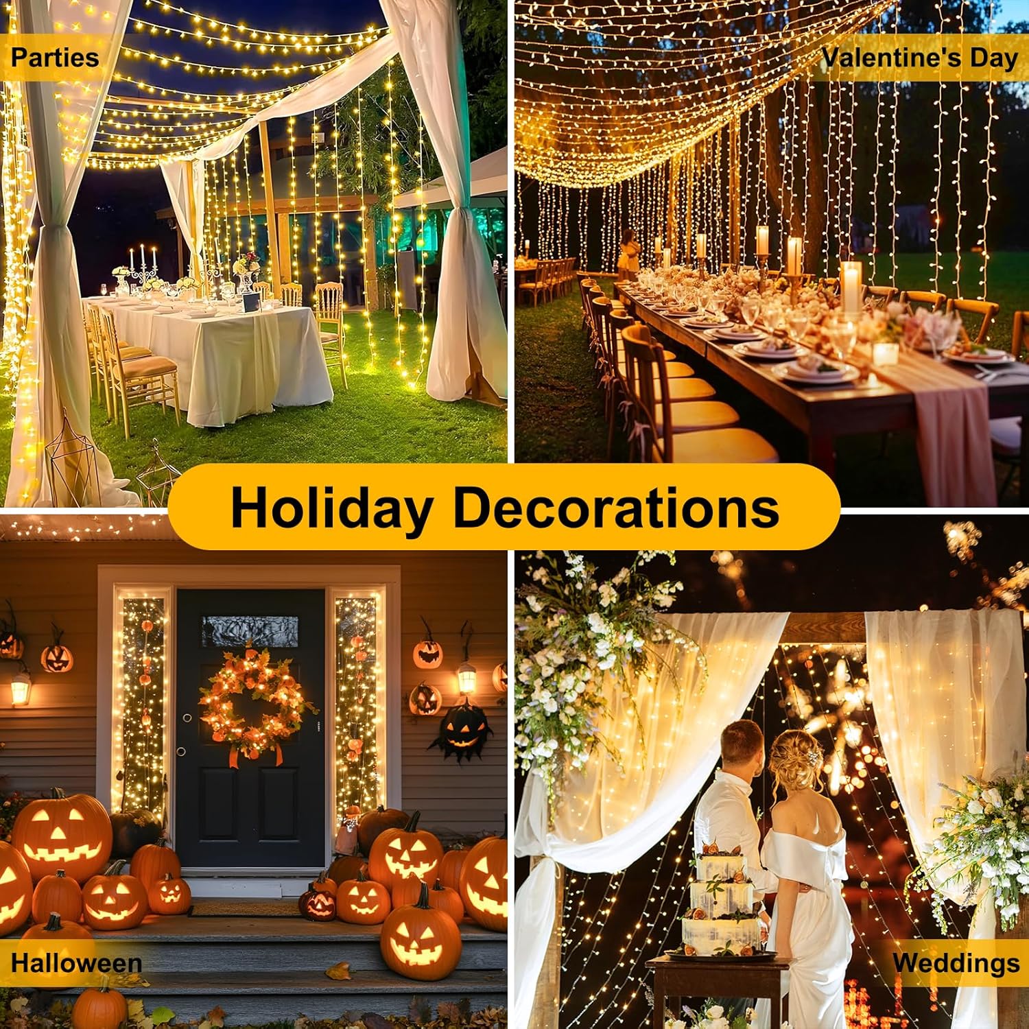 66FT 200 LED Connectable Christmas Tree Lights, End-to-End Plug 8 Modes Indoor Lights with Timer, Outdoor Indoor Fairy Lights Christmas Tree, Patio, Garden, Party, Wedding, Holiday (Warm White) - Image 8