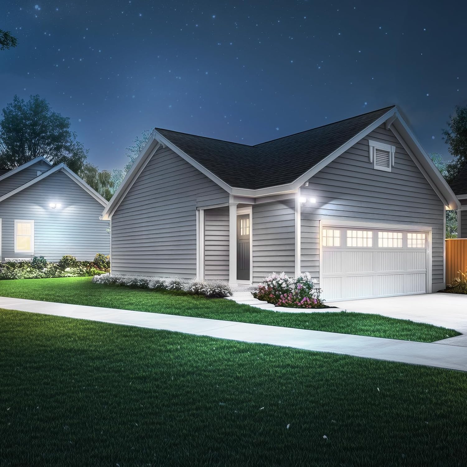 Onforu 32w 3200LM Dusk to Dawn Outdoor Lighting,6500K Dual-Head Flood Light Outdoor with Photocell,IP66 Waterproof Security Lights,Exterior Daylight Off and Night On Black Wall Light for Patio Garden - Image 8