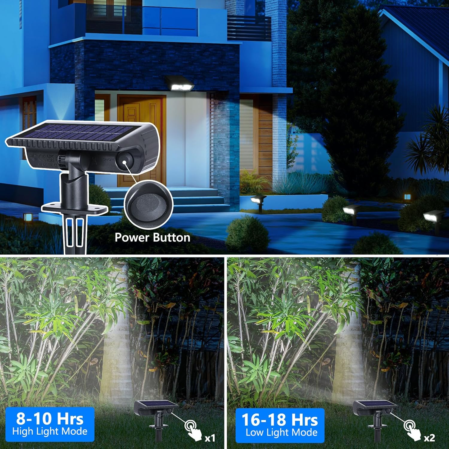 Toodour Solar Spot Light Outdoor, 4 Pack Solar Lights Outdoor with 2 Modes, Waterproof Solar Powered Flood Lights Landscape Lighting for Yard Garden Home Pathway Walkway Outdoor Decor - Cool White - Image 2