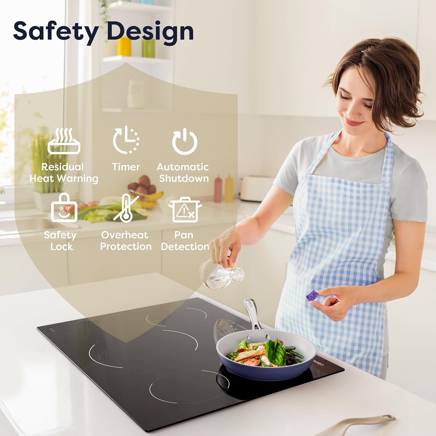 CIARRA 30 inch Induction Cooktop 4 Burners, 8200W Built-in Induction Stovetop with Booster, Timer & Safety Lock - Image 6