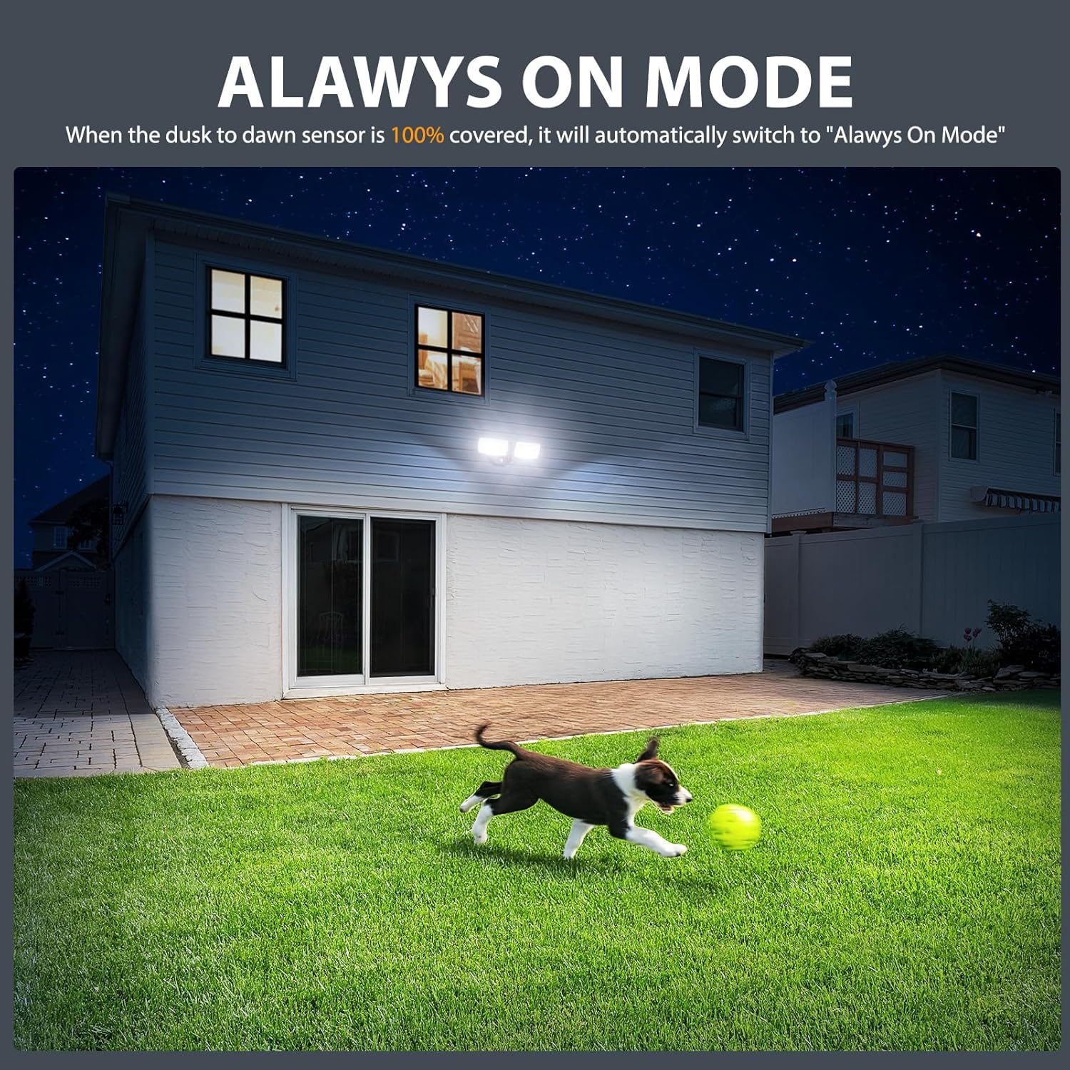 Onforu 32w 3200LM Dusk to Dawn Outdoor Lighting,6500K Dual-Head Flood Light Outdoor with Photocell,IP66 Waterproof Security Lights,Exterior Daylight Off and Night On Black Wall Light for Patio Garden - Image 4