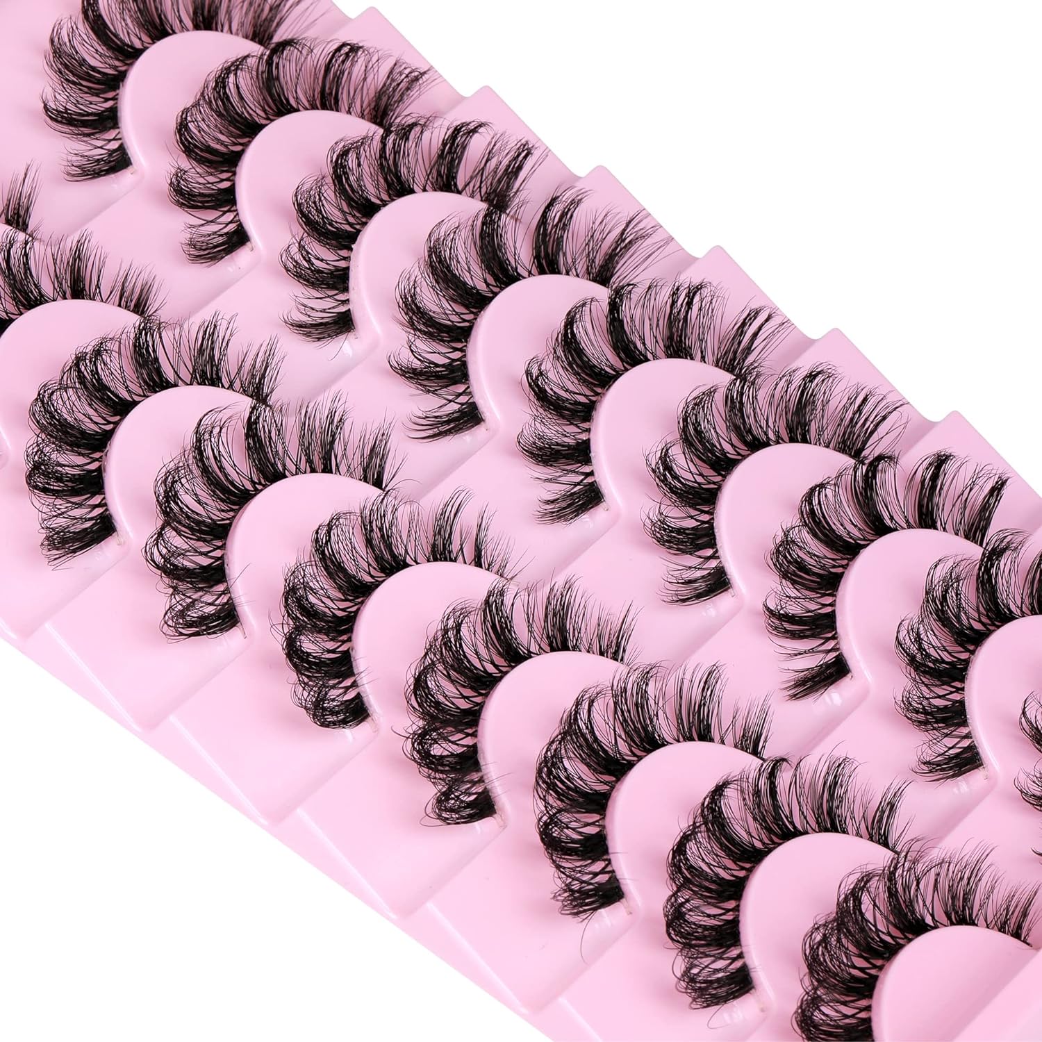 ALPHONSE Russian Lashes Clear Band False Eyelashes Natural Look D-Curly Fake Lashes Russian Strip Faux Mink Eyelashes 9 Pairs Pack - Image 4