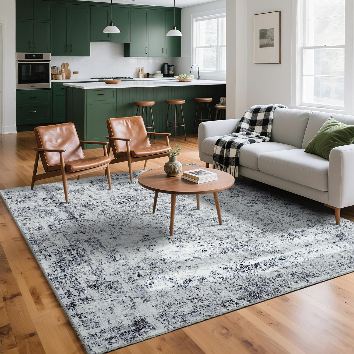 HOMORE Machine Washable Rug 6x9 Grey Rug for Living Room, Modern Neutral Rugs for Bedroom Non Slip Carpet for Kids Nursery Room, Gray Area Rugs for Dining Room Kitchen Dorm - Image 5