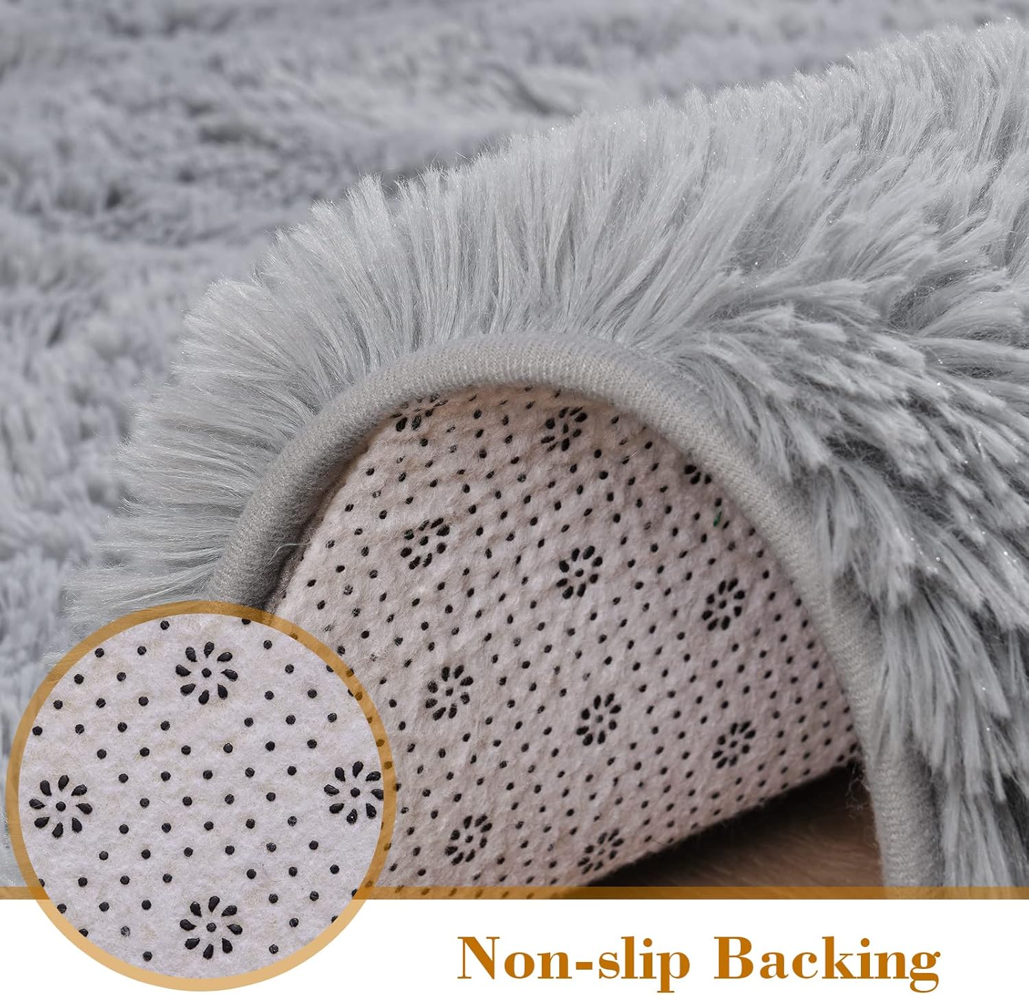 Rugs for Bedroom Long Plush 2x6 Feet Runner Rug for Living Room Ultra Soft Shaggy Carpet for Christmas Home Decor Fluffy Mat Faux Fur Rug for Bedside Nursery Kids Room College Drom, Grey - Image 6