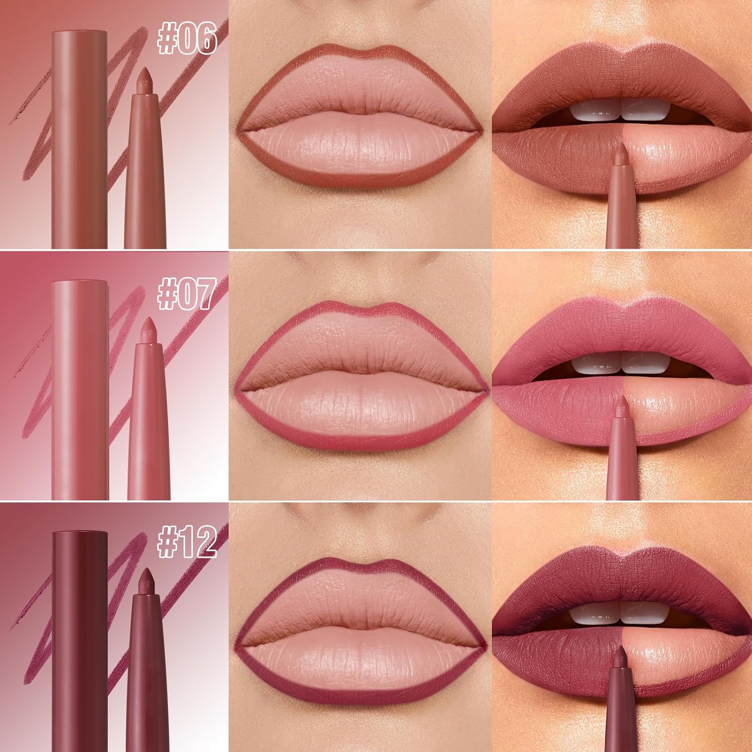 LANGMANNI 12 Colors Sculpting Matte Velvet Lip Liner Set,Smooth Creamy Texture,Waterproof And High Pigmented For Girls Daily Application Lip Makeup - Image 7