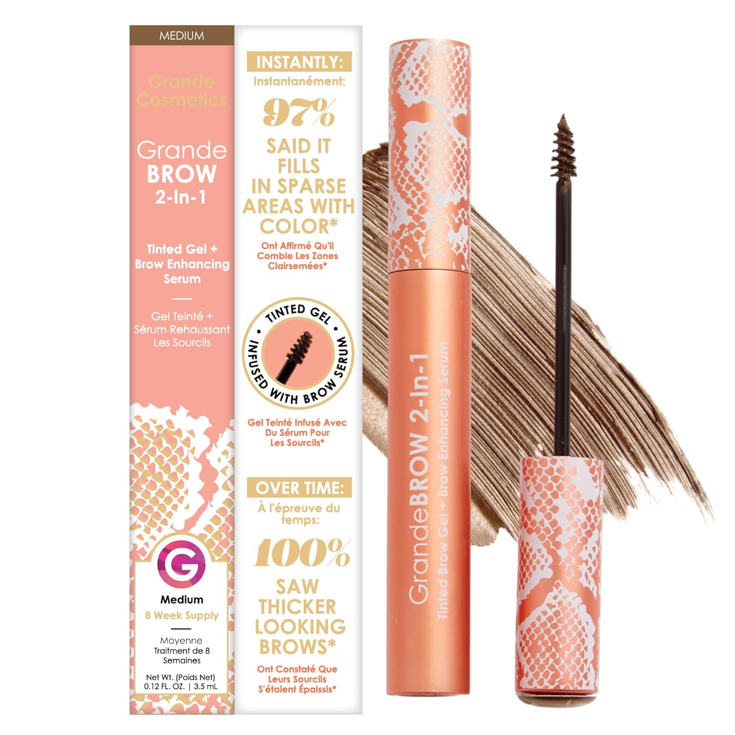 Grande Cosmetics GrandeBROW 2-in-1 Tinted Brow Gel + Brow Enhancing Serum