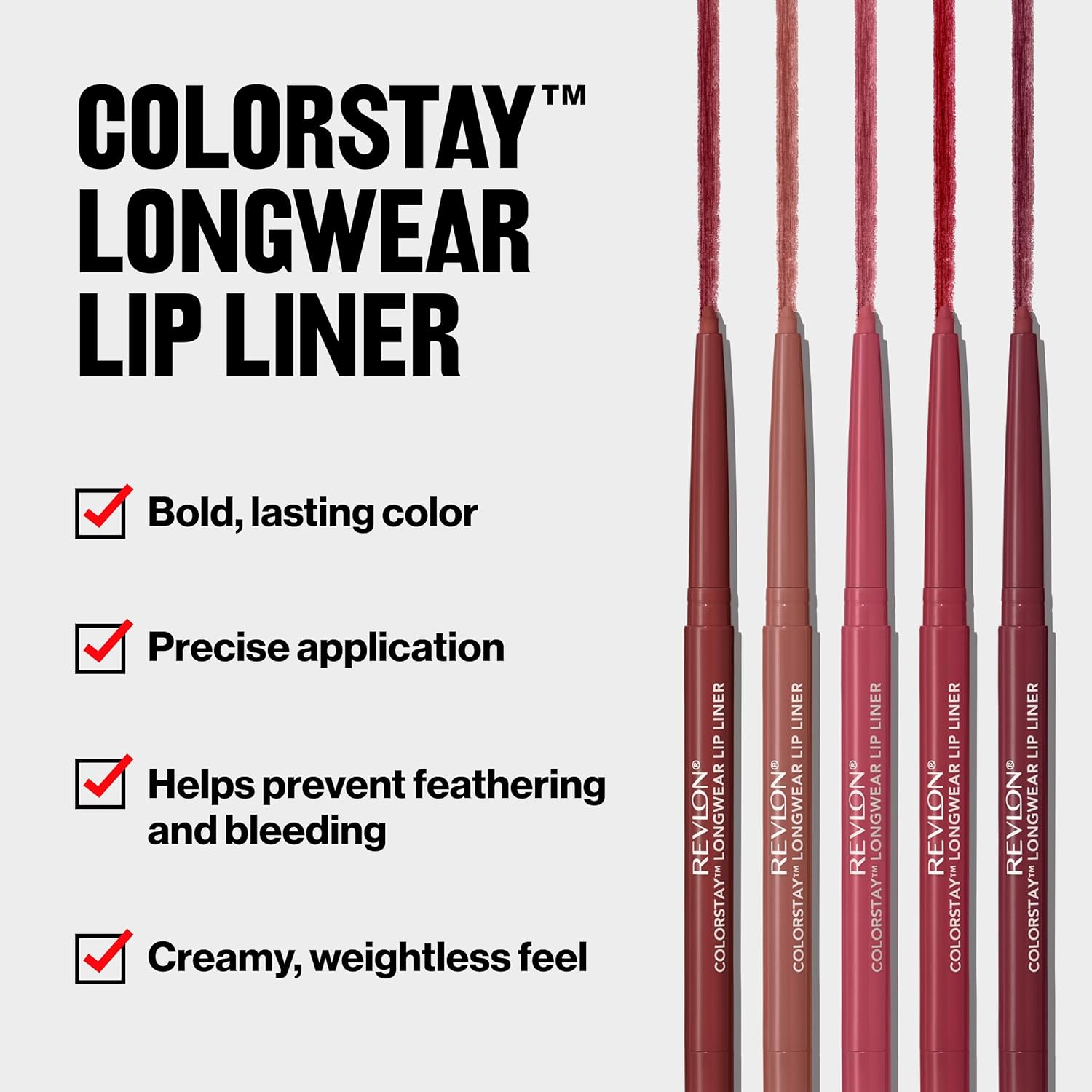 Revlon Colorstay Lip Liner Makeup with Built-in-Sharpener, Longwear Rich Colors, Smooth Application, 670 Wine, 0.01 oz - Image 3