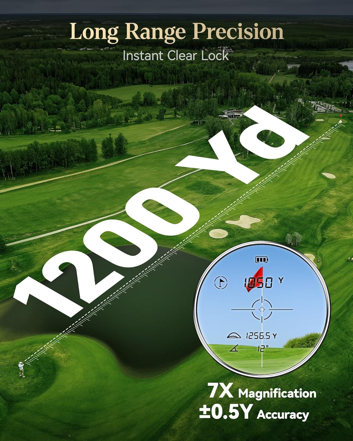 REDTIGER Range Finder Golf, 1200 Yards Golf Rangefinder with Slope, Light-Adaptive Display, 7X Magnification, Flag Lock Vibration, Rechargeable Laser Range Finder with Magnet, GolfVue Series 2 - Image 4