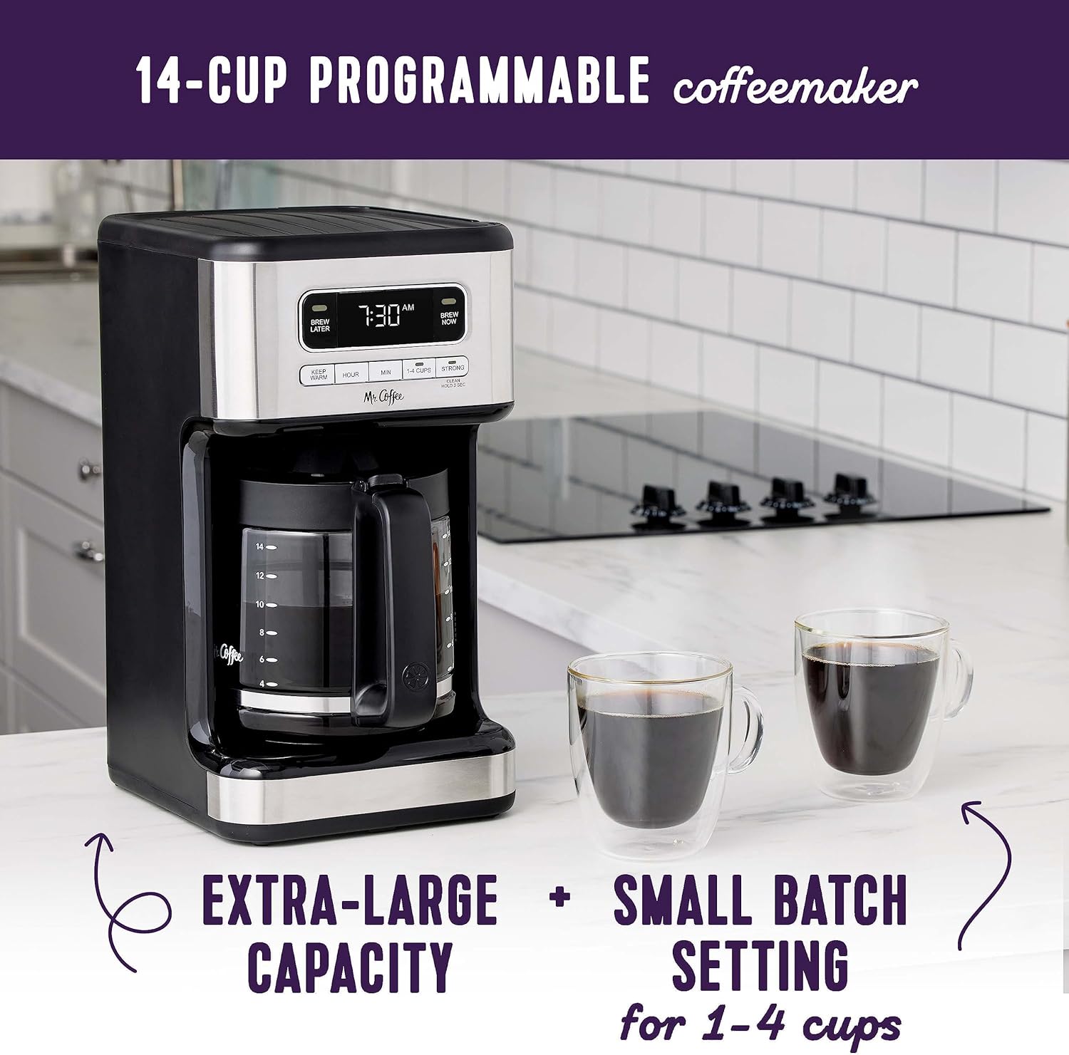 Mr. Coffee 14 Cup Programmable Coffee Maker Stainless Steel - Image 2
