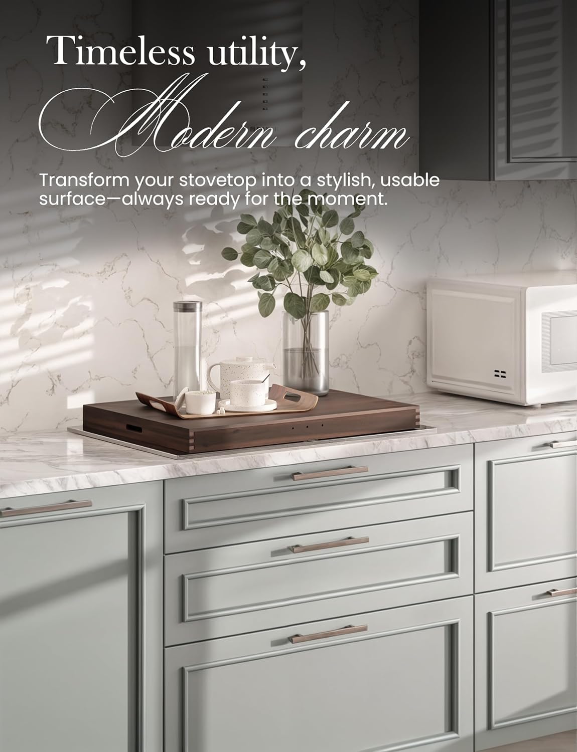 Stove Top Covers for Electric Stove 30”x22” (Outer) / 28.9”x20.8” (Inner) - Acacia Wood Noodle Board Gas Stovetop - Stove Top Covers for Gas Burners - Sink Cover For Counter Space (Walnut, X-Large) - Image 6